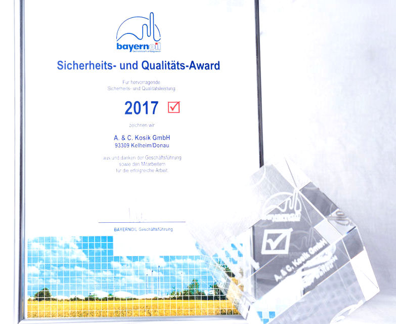 BAYERNOIL: Sicherheits- und Qualitäts-Award